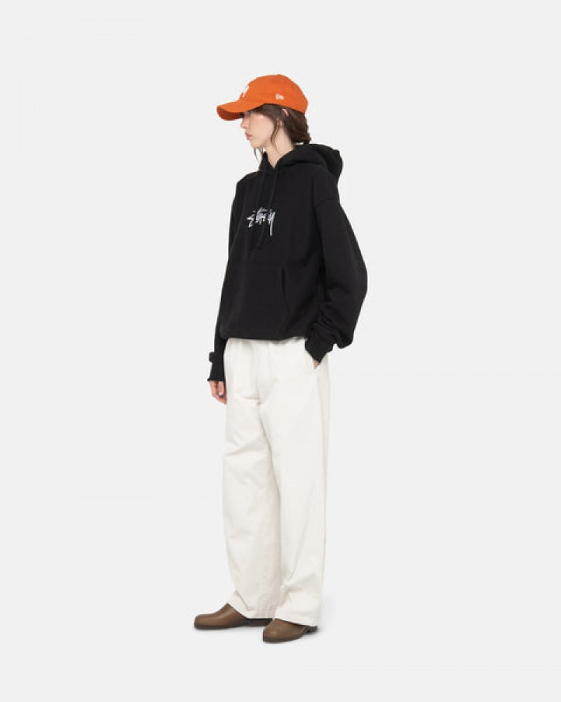 Black Men's Stussy Stock Logo Applique Hoodie | WGM-9827