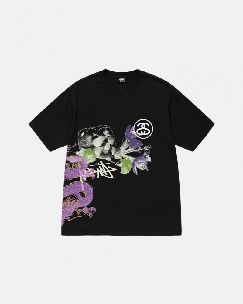 Black Men\'s Stussy Strike Pigment Dyed Tees | GPU-3067