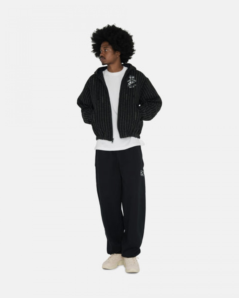 Black Men's Stussy Stone Wash Fleece Pant Sweatpants | BGV-2147