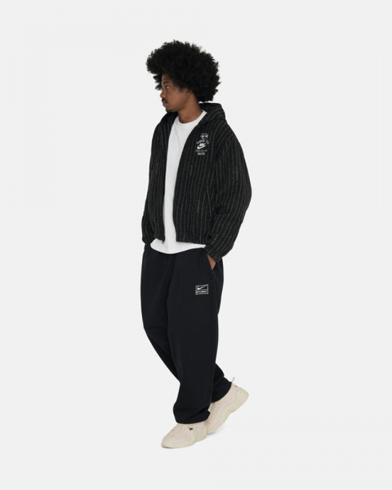 Black Men's Stussy Stone Wash Fleece Pant Sweatpants | BGV-2147