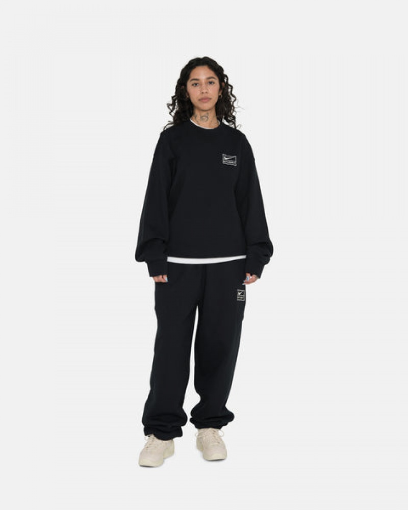 Black Men's Stussy Stone Wash Fleece Pant Sweatpants | BGV-2147