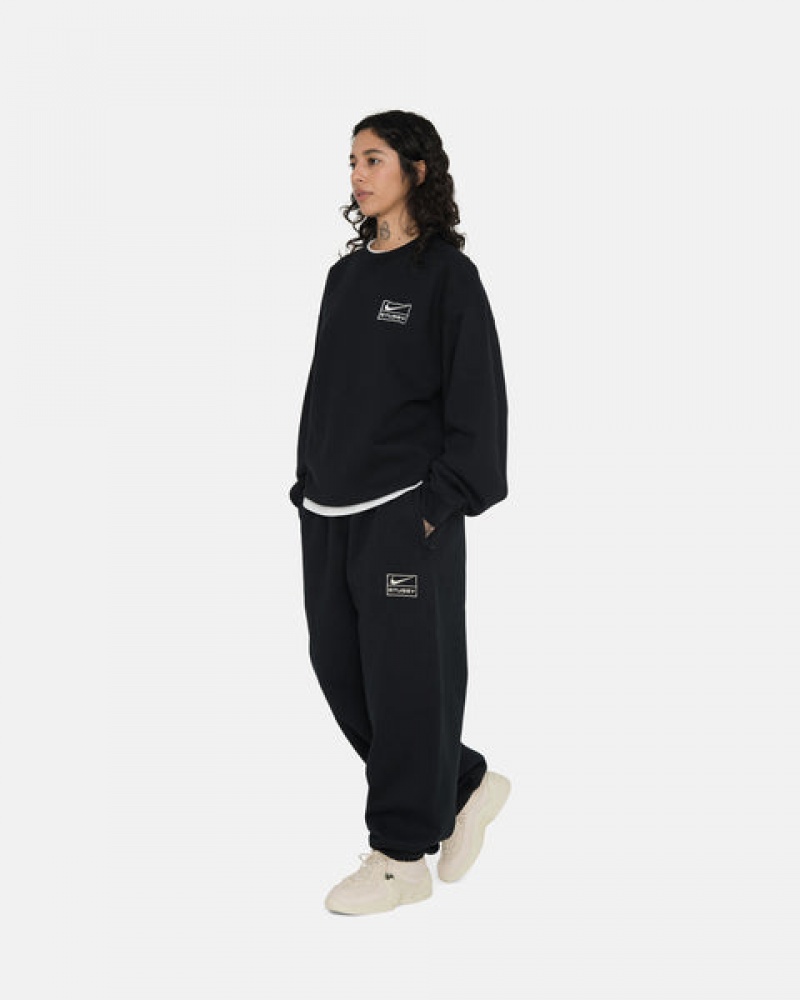 Black Men's Stussy Stone Wash Fleece Pant Sweatpants | BGV-2147