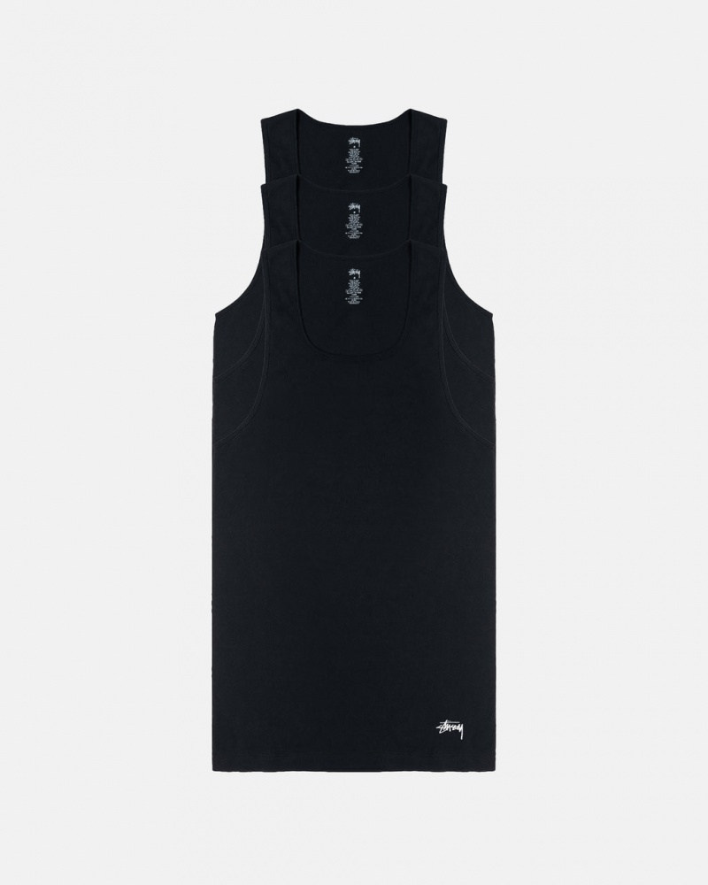 Black Men\'s Stussy Stussy Tank Undershirt Shirts | YAC-4781