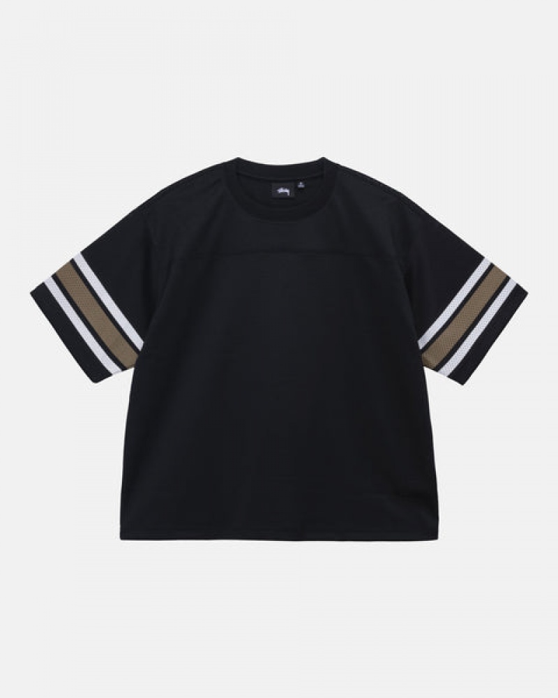 Black Men's Stussy Surfman Mesh Football Jersey Tops | NMM-3133