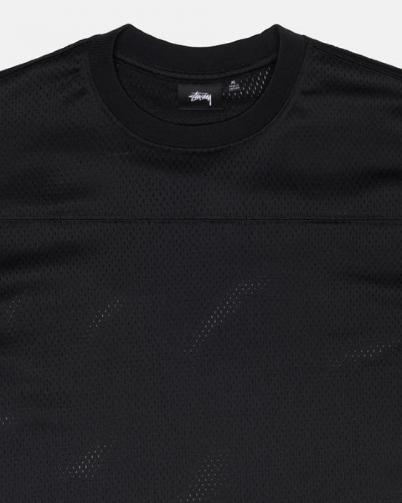 Black Men's Stussy Surfman Mesh Football Jersey Tops | NMM-3133