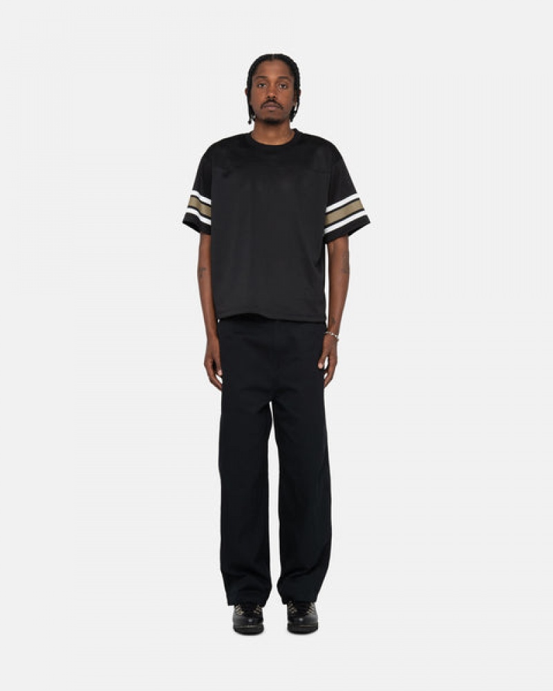 Black Men's Stussy Surfman Mesh Football Jersey Tops | NMM-3133