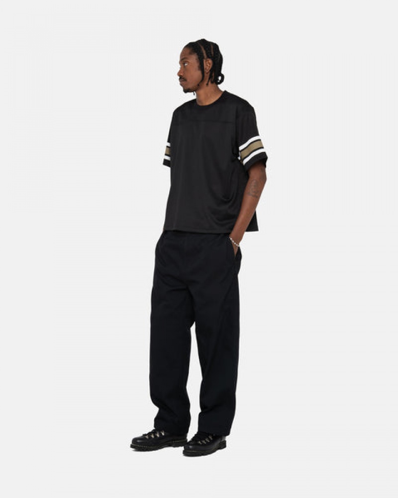 Black Men's Stussy Surfman Mesh Football Jersey Tops | NMM-3133