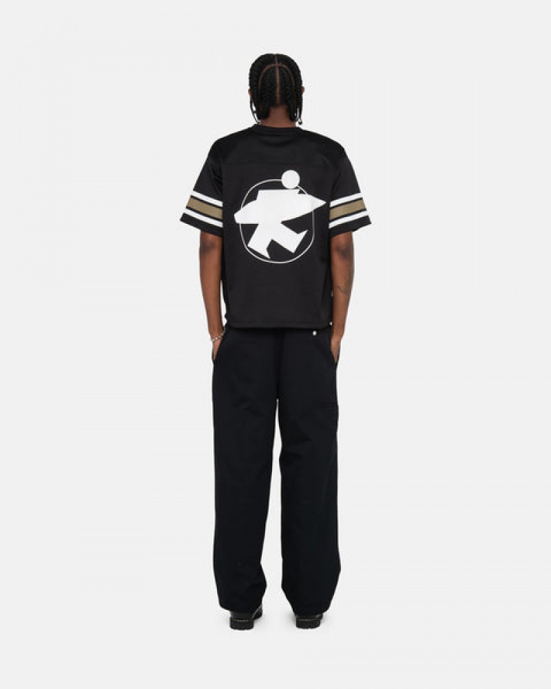 Black Men's Stussy Surfman Mesh Football Jersey Tops | NMM-3133