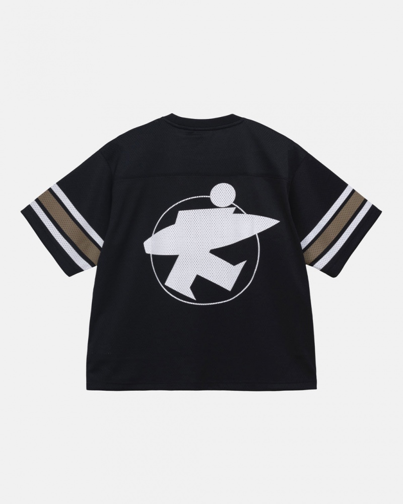 Black Men\'s Stussy Surfman Mesh Football Jersey Tops | NMM-3133