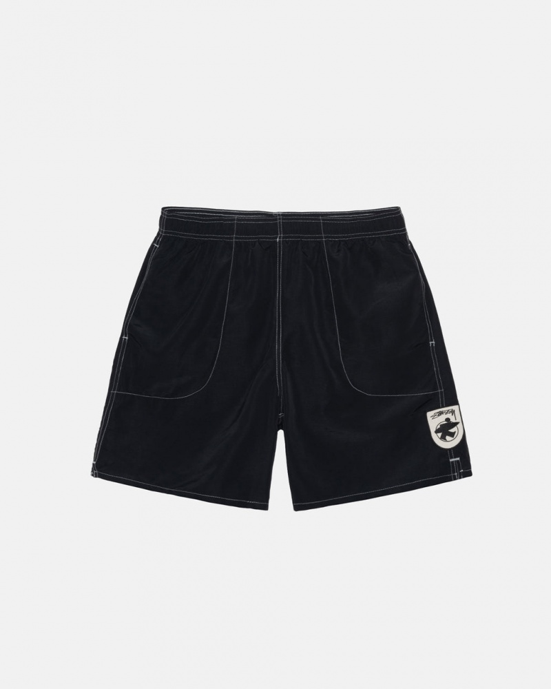 Black Men\'s Stussy Surfman Patch Water Short Swimwear | MEN-3367