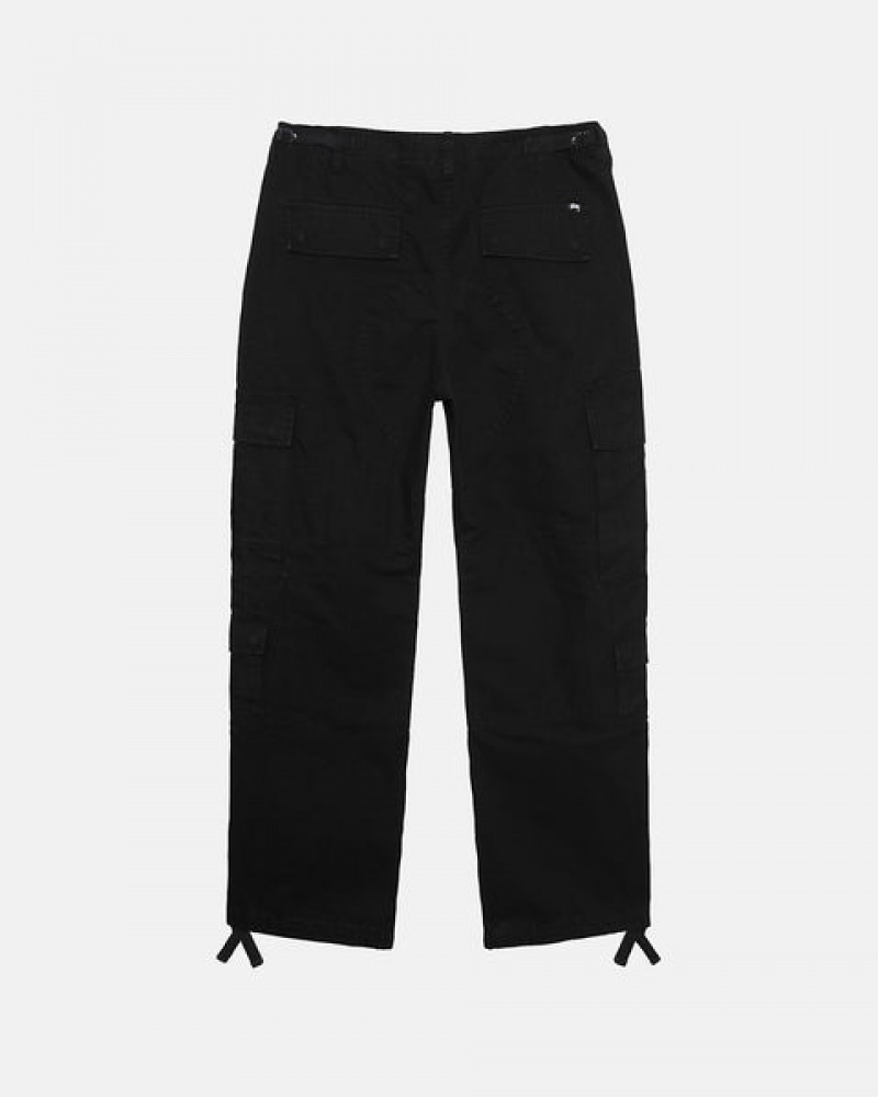 Black Men's Stussy Surplus Cargo Ripstop Pants | XCT-3386