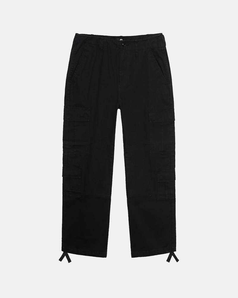 Black Men\'s Stussy Surplus Cargo Ripstop Pants | XCT-3386