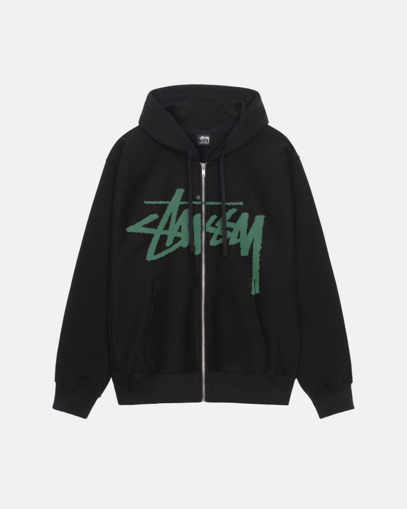 Black Men\'s Stussy Venus Zip Hood Sweatshirts | PHR-0154