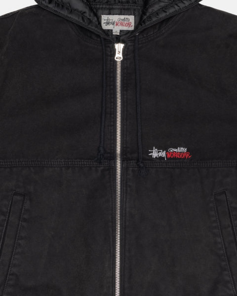 Black Men's Stussy Work Jacket Insulated Canvas Jackets | NUT-9513