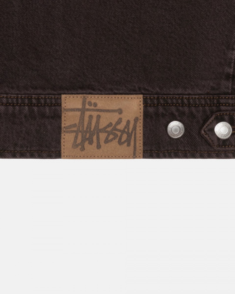 Black Men's Stussy Zip Work Jacket Denim Jackets | ZME-3423