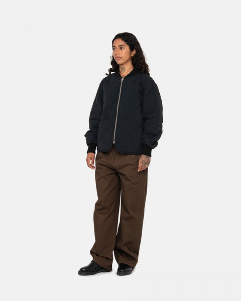 Black Women's Stussy 8 Ball Quilted Liner Jackets | GAA-2119