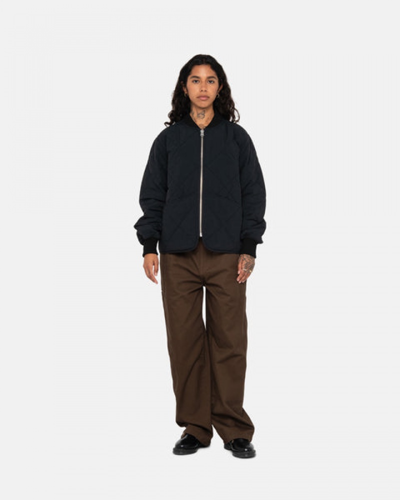 Black Women's Stussy 8 Ball Quilted Liner Jackets | GAA-2119