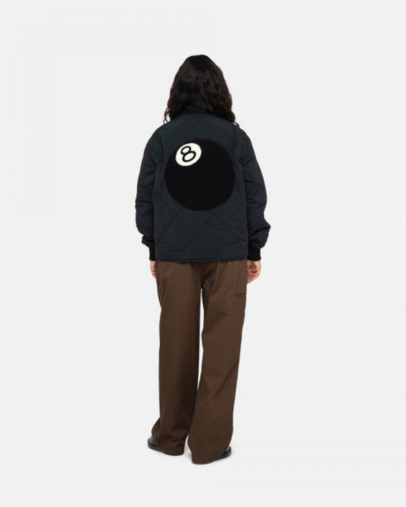 Black Women's Stussy 8 Ball Quilted Liner Jackets | GAA-2119