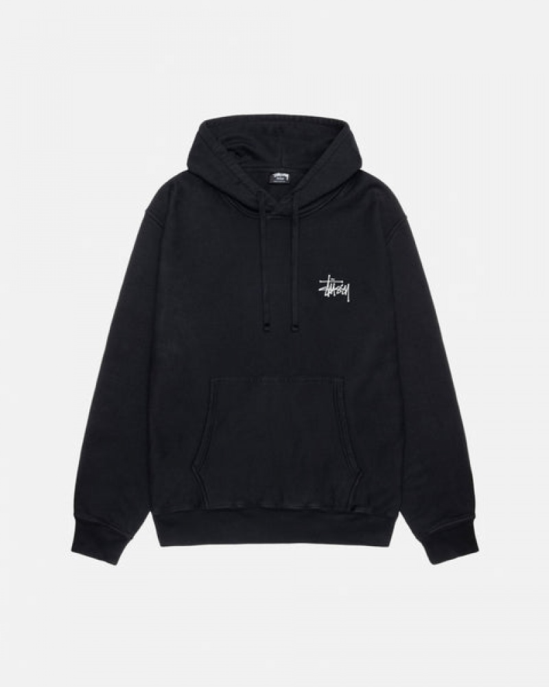 Black Women's Stussy Basic Stüssy Pigment Dyed Hoodie Sweatshirts | GOB-0192