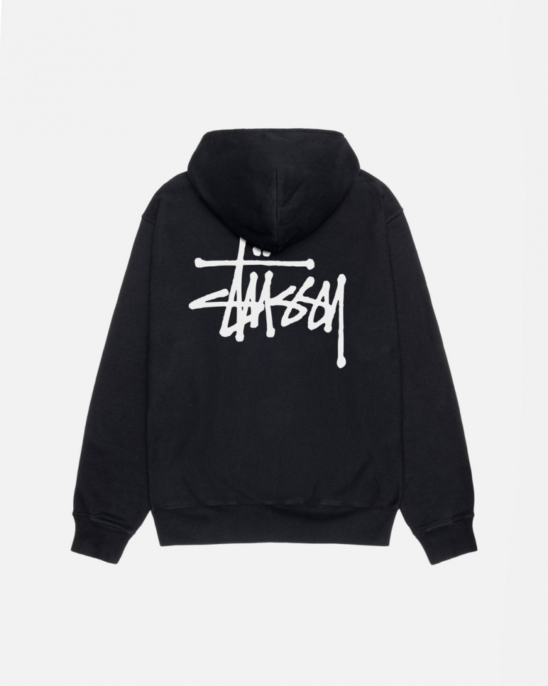 Black Women\'s Stussy Basic Stüssy Pigment Dyed Hoodie Sweatshirts | GOB-0192