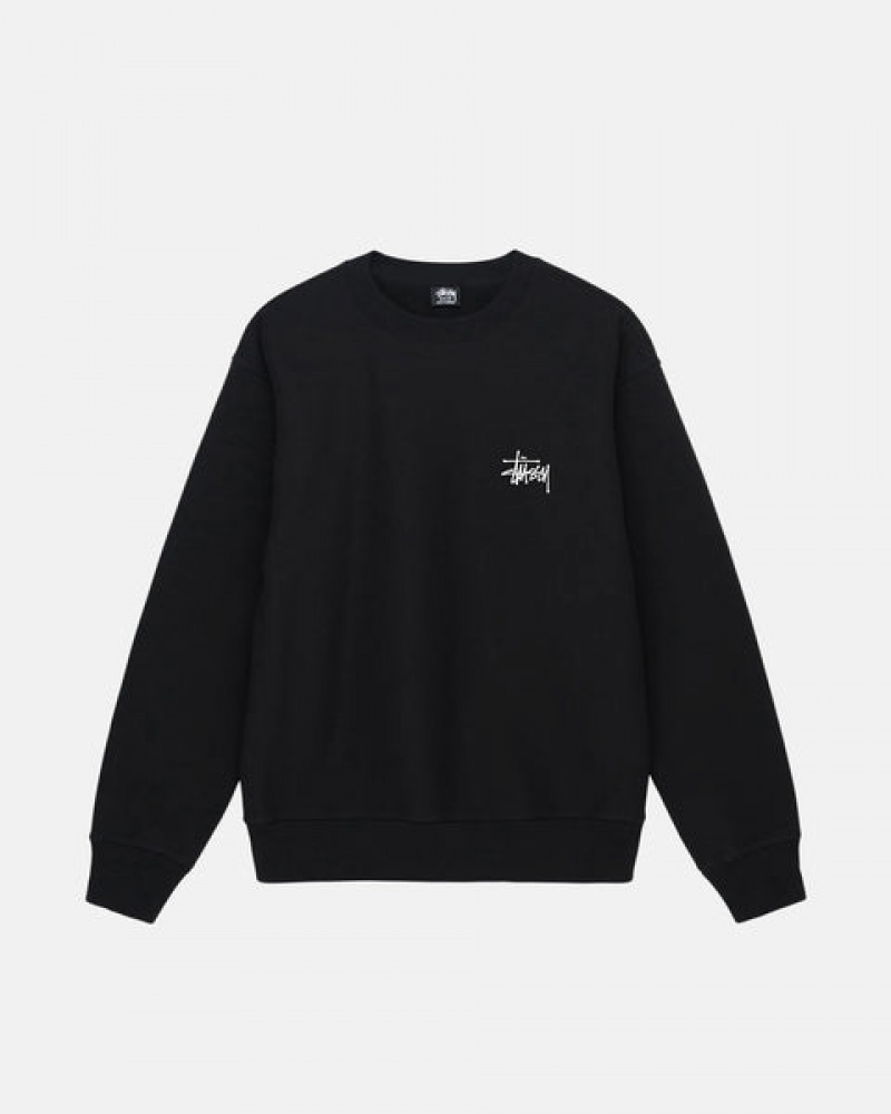 Black Women's Stussy Basic Stussy Crew Sweatshirts | WXP-4216