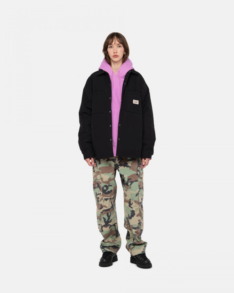 Black Women's Stussy Padded Tech Over Shirt Jackets | CNY-7913