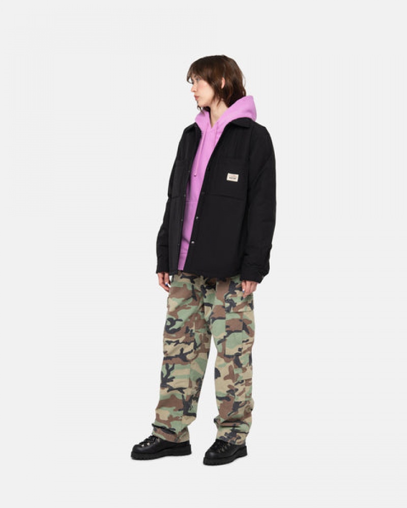 Black Women's Stussy Padded Tech Over Shirt Jackets | CNY-7913