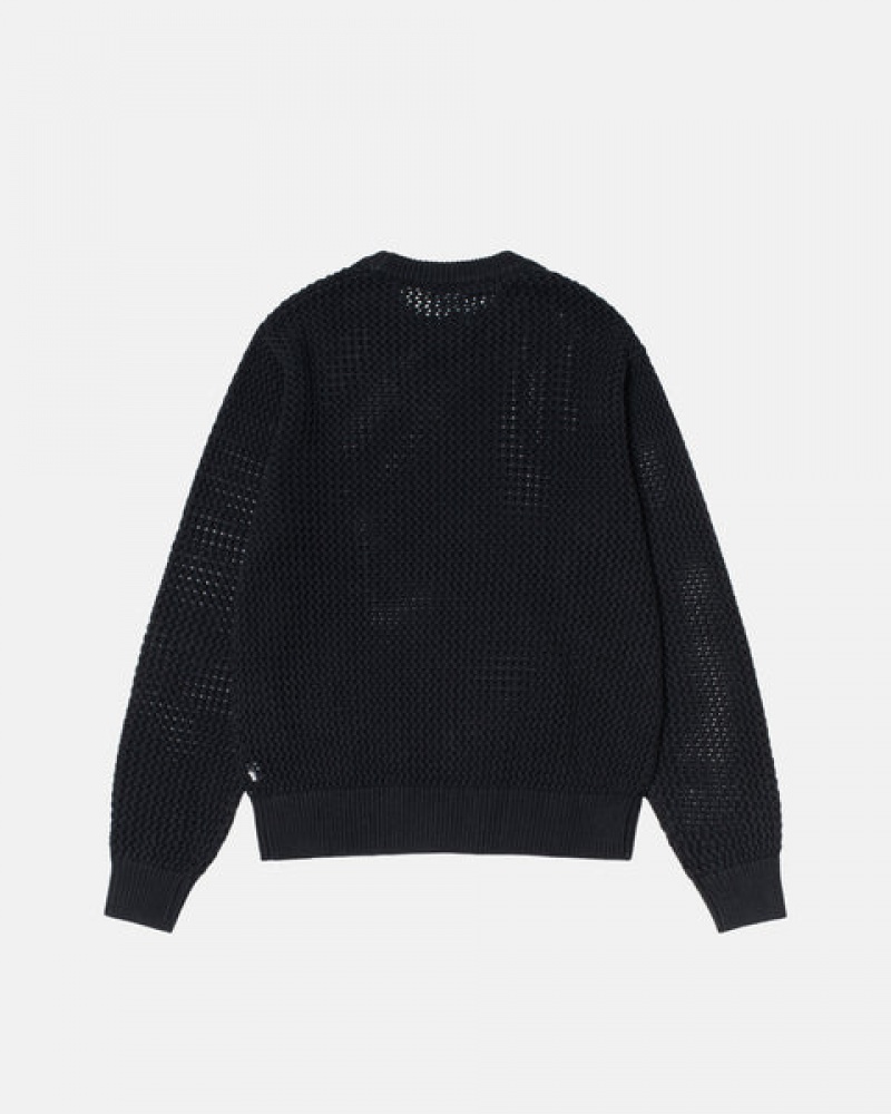 Black Women's Stussy Pigment Dyed Loose Gauge Knit Sweaters | VYE-6212