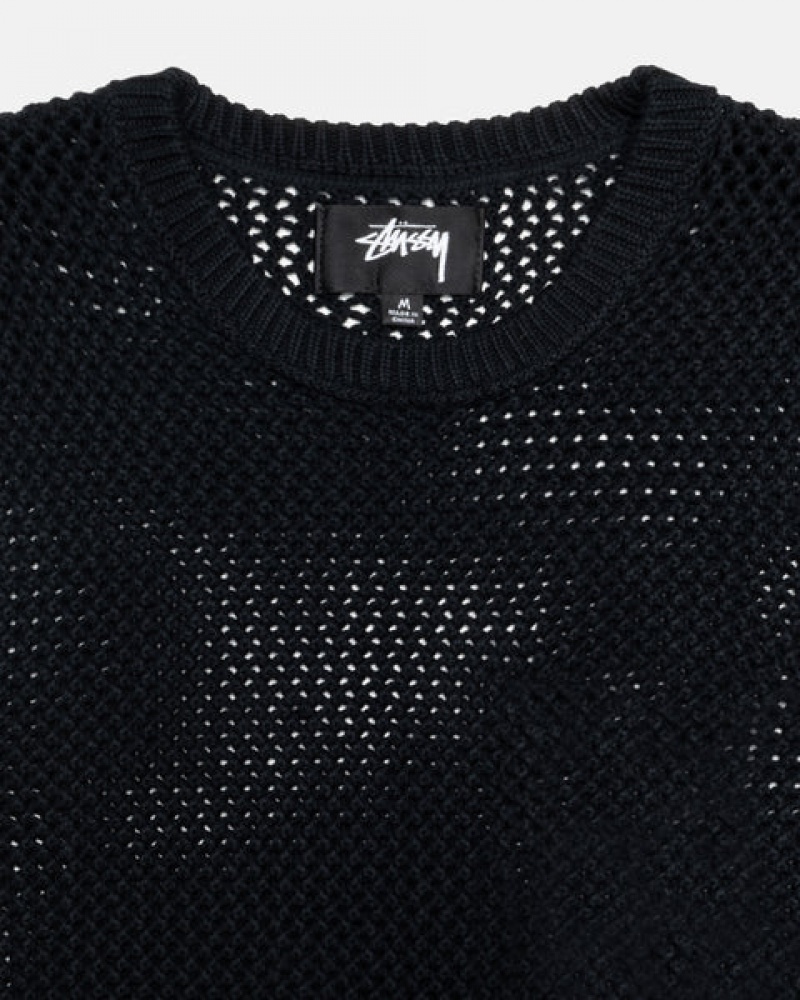 Black Women's Stussy Pigment Dyed Loose Gauge Knit Sweaters | VYE-6212