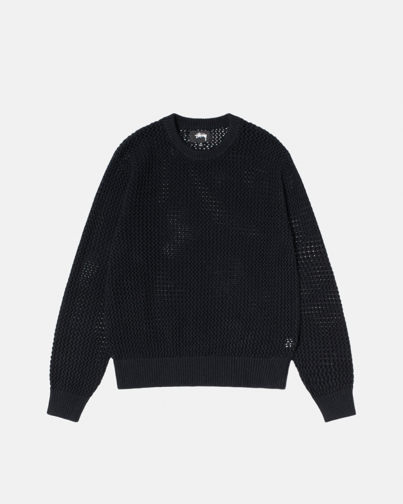 Black Women\'s Stussy Pigment Dyed Loose Gauge Knit Sweaters | VYE-6212