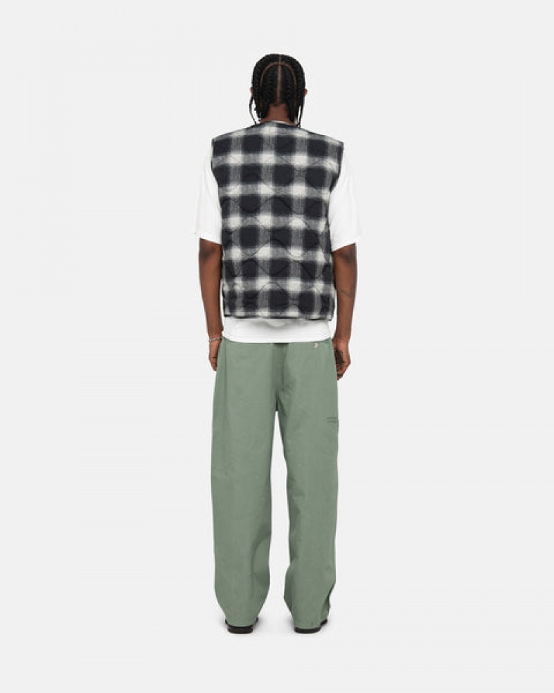 Black Women's Stussy Plaid Nylon Liner Vest | EVK-3983