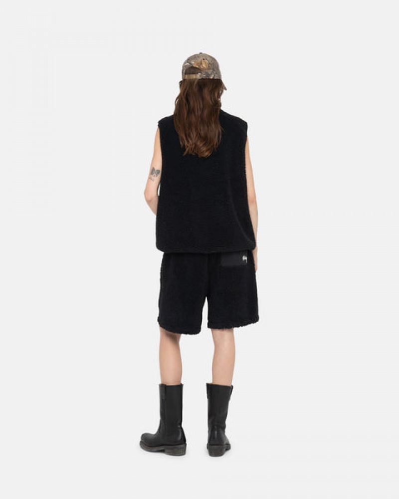 Black Women's Stussy Sherpa Shorts | RRL-8271