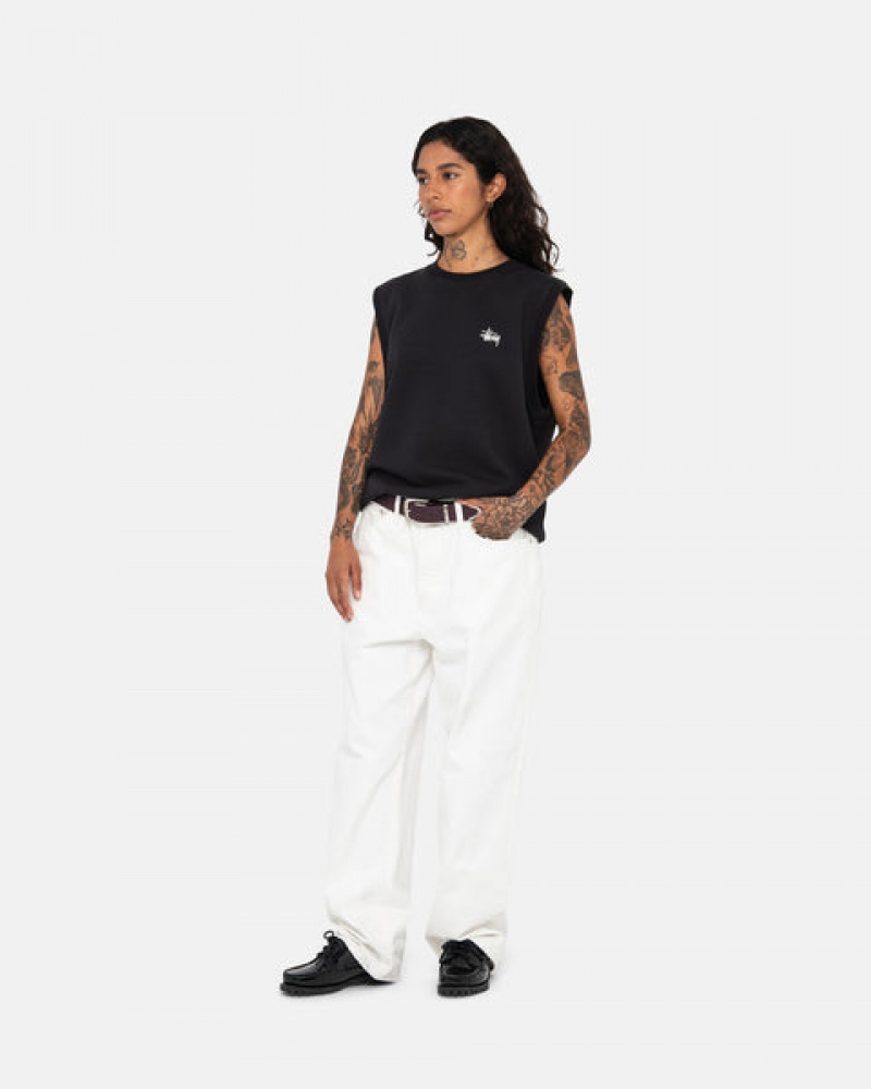 Black Women's Stussy Stock Fleece Vest Sweatshirts | ZSZ-5078