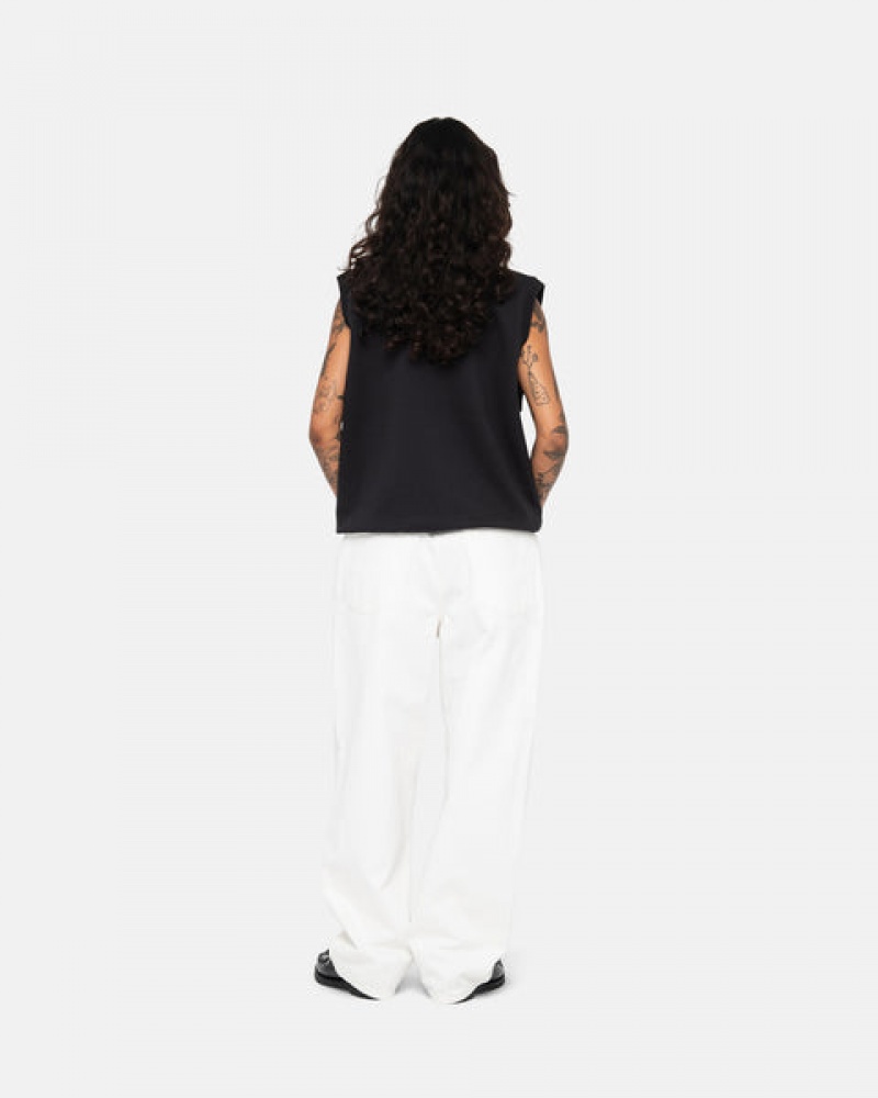 Black Women's Stussy Stock Fleece Vest Sweatshirts | ZSZ-5078