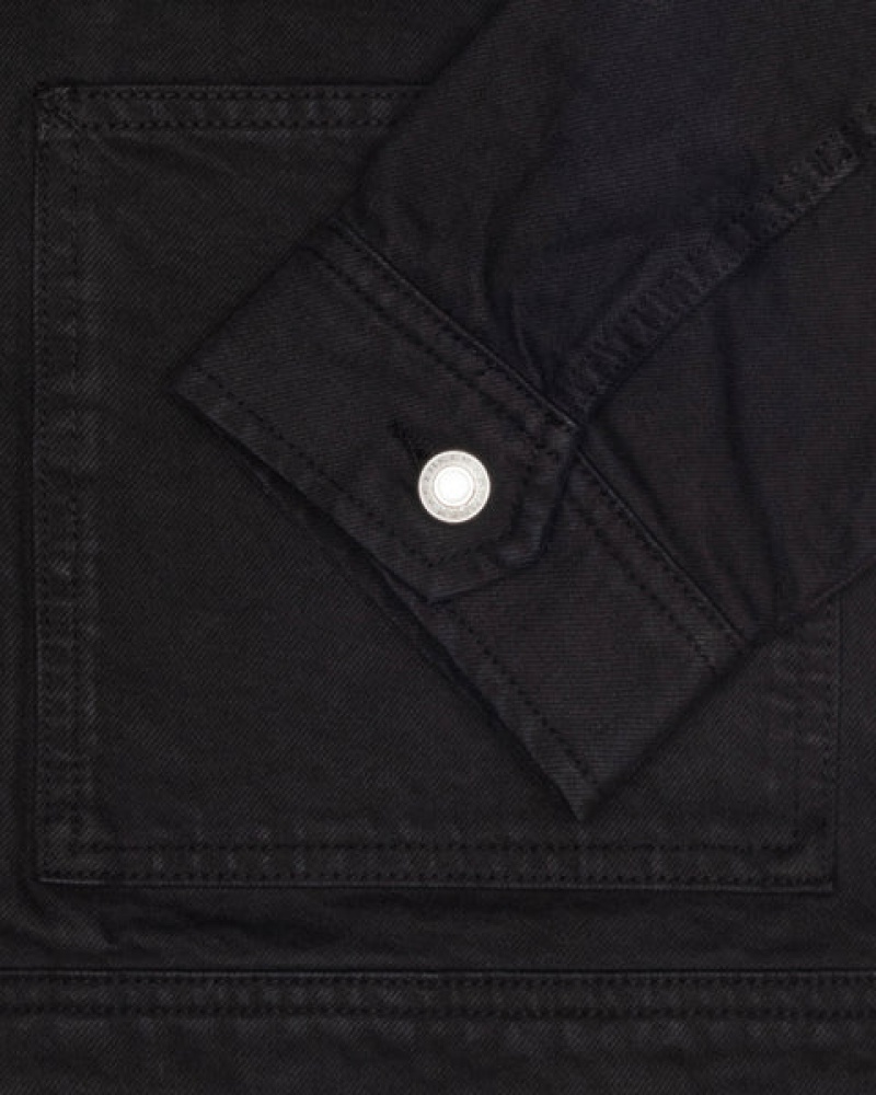 Black / Black Men's Stussy Zip Work Jacket Overdyed Jackets | SOX-4734