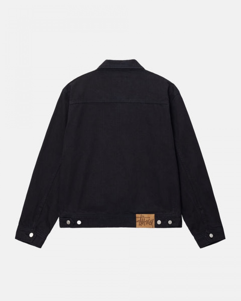 Black / Black Women's Stussy Zip Work Jacket Overdyed Jackets | OVT-4515