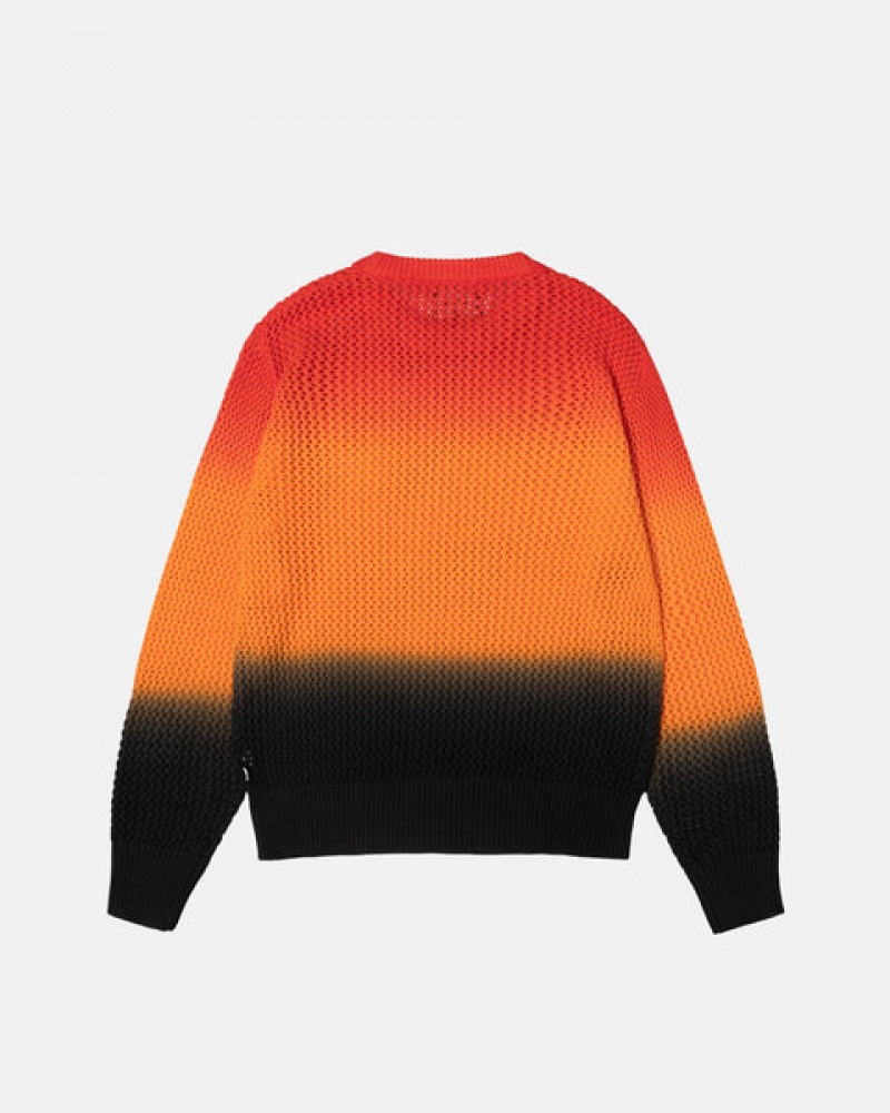 Black / Red Men's Stussy Pigment Dyed Loose Gauge Knit Sweaters | UMM-2954