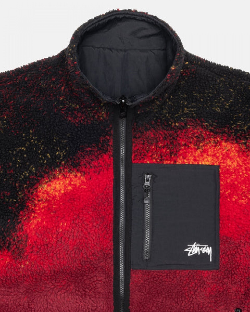 Black / Red Women's Stussy Sherpa Reversible Jackets | QRH-4815