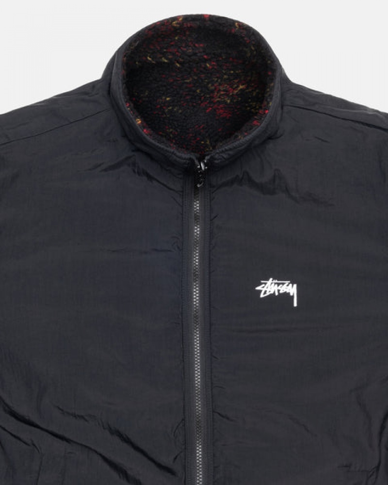 Black / Red Women's Stussy Sherpa Reversible Jackets | QRH-4815