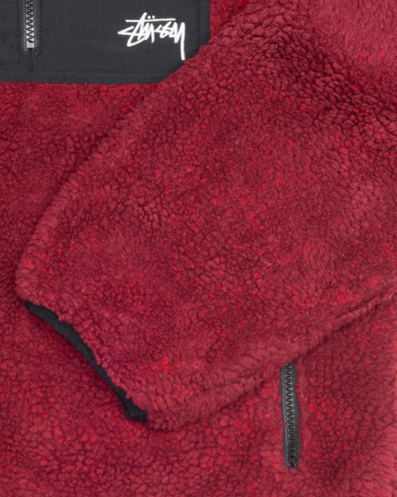 Black / Red Women's Stussy Sherpa Reversible Jackets | QRH-4815