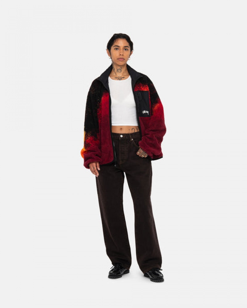 Black / Red Women's Stussy Sherpa Reversible Jackets | QRH-4815