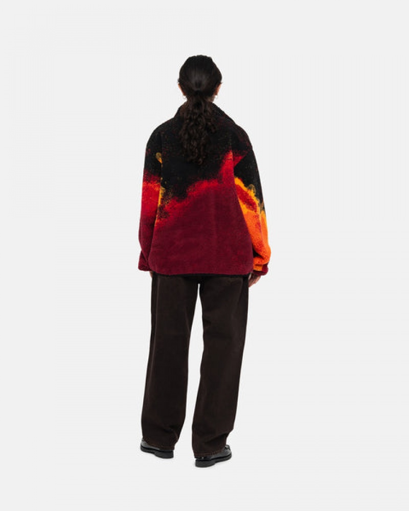 Black / Red Women's Stussy Sherpa Reversible Jackets | QRH-4815