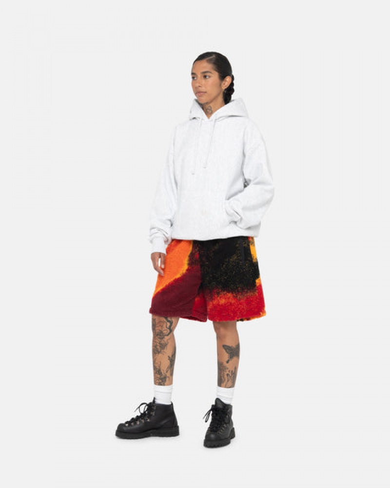 Black / Red Women's Stussy Sherpa Shorts | AFC-2908