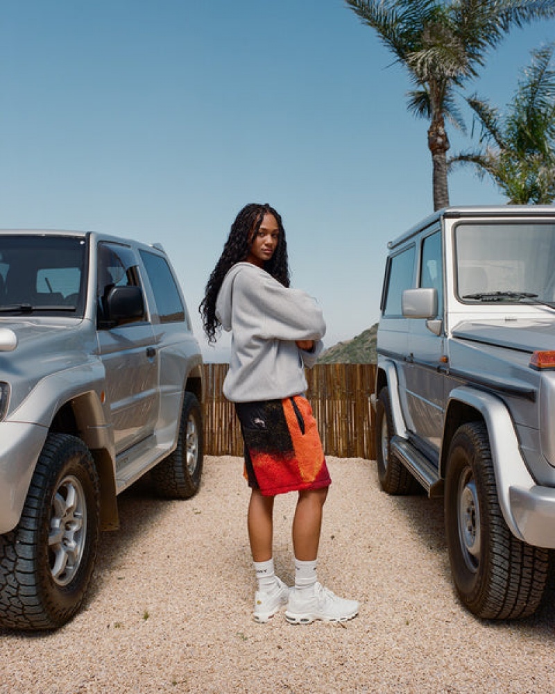 Black / Red Women's Stussy Sherpa Shorts | AFC-2908