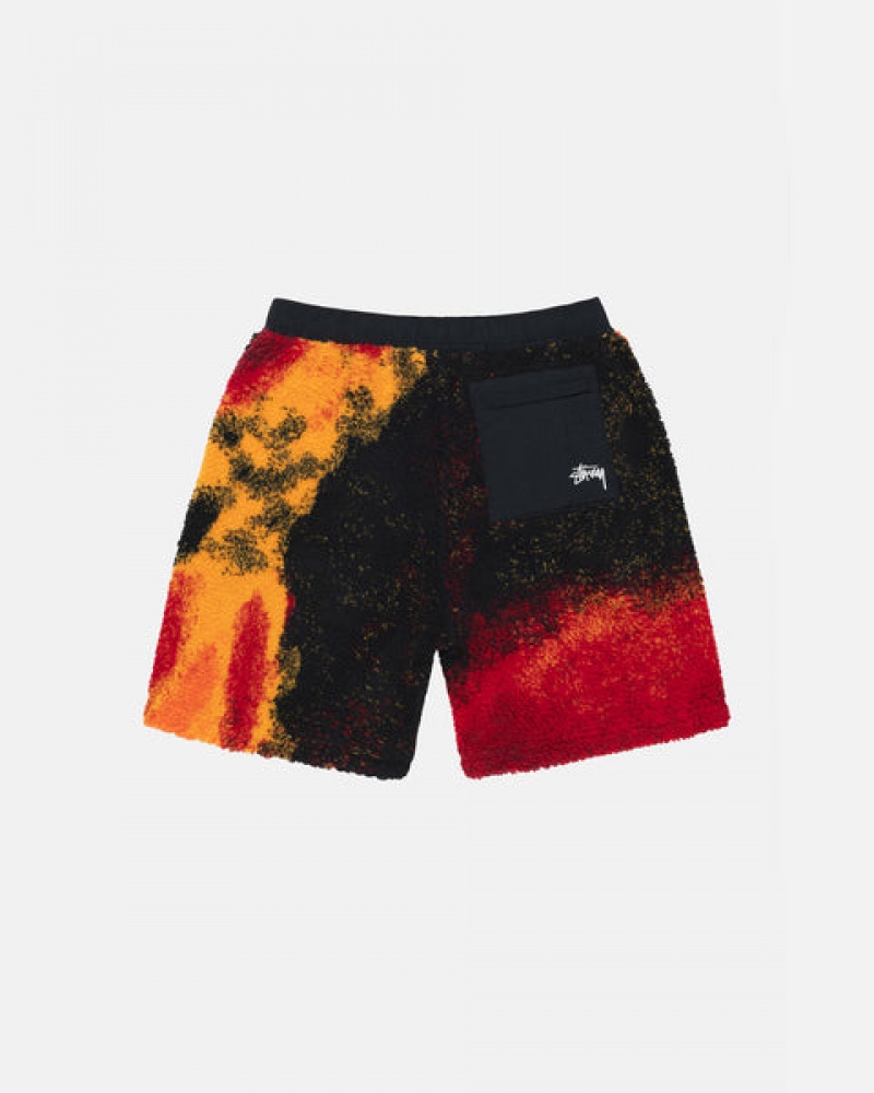 Black / Red Women's Stussy Sherpa Shorts | AFC-2908