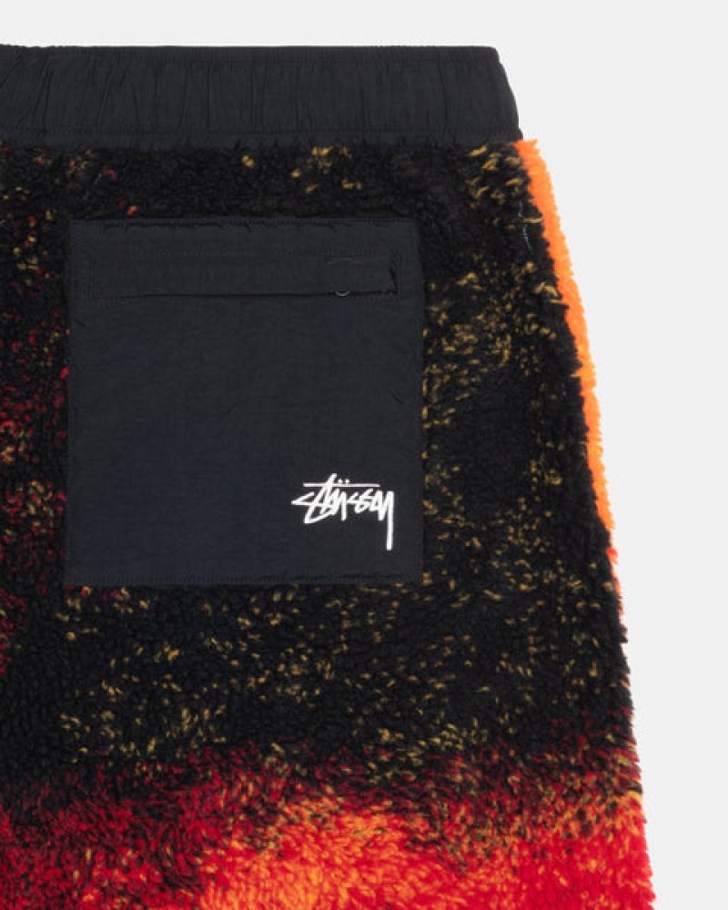 Black / Red Women's Stussy Sherpa Shorts | AFC-2908