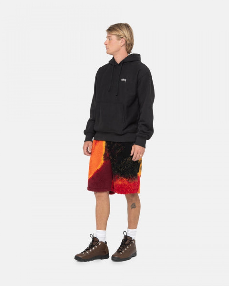 Black / Red Women's Stussy Sherpa Shorts | AFC-2908