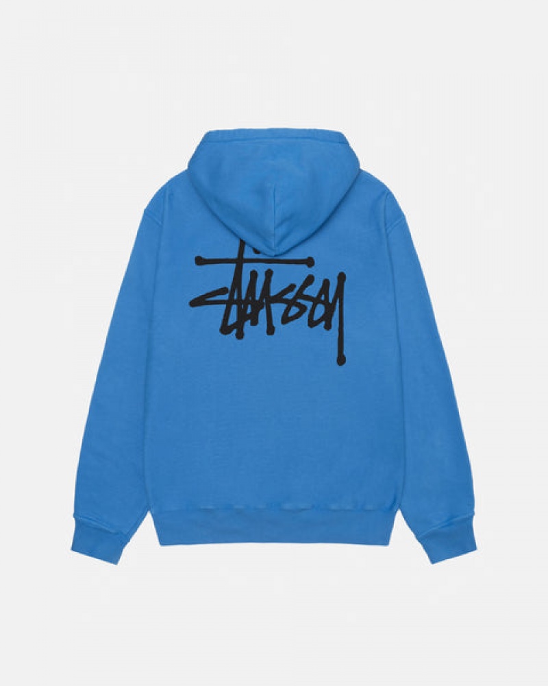 Blue Men's Stussy Basic Stussy Hoodie Pigment Dyed Hoodie | YXY-3522