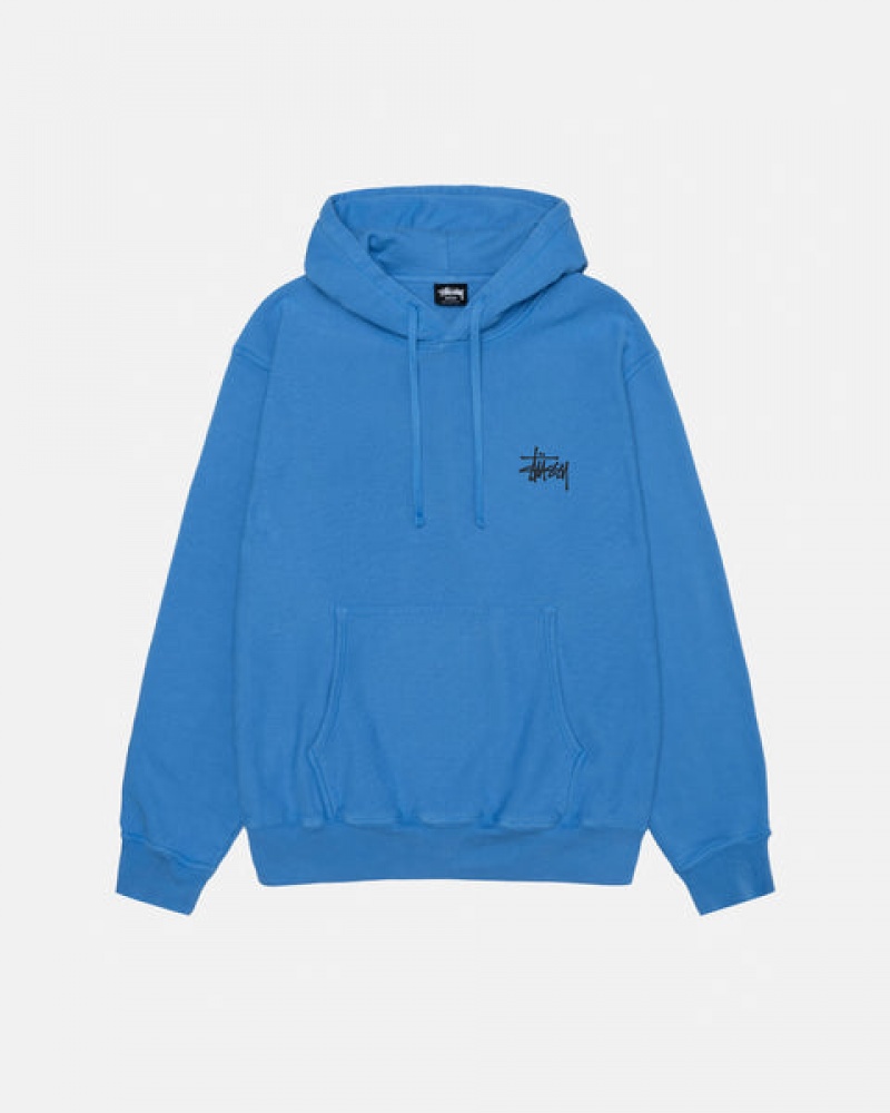 Blue Men\'s Stussy Basic Stussy Hoodie Pigment Dyed Hoodie | YXY-3522