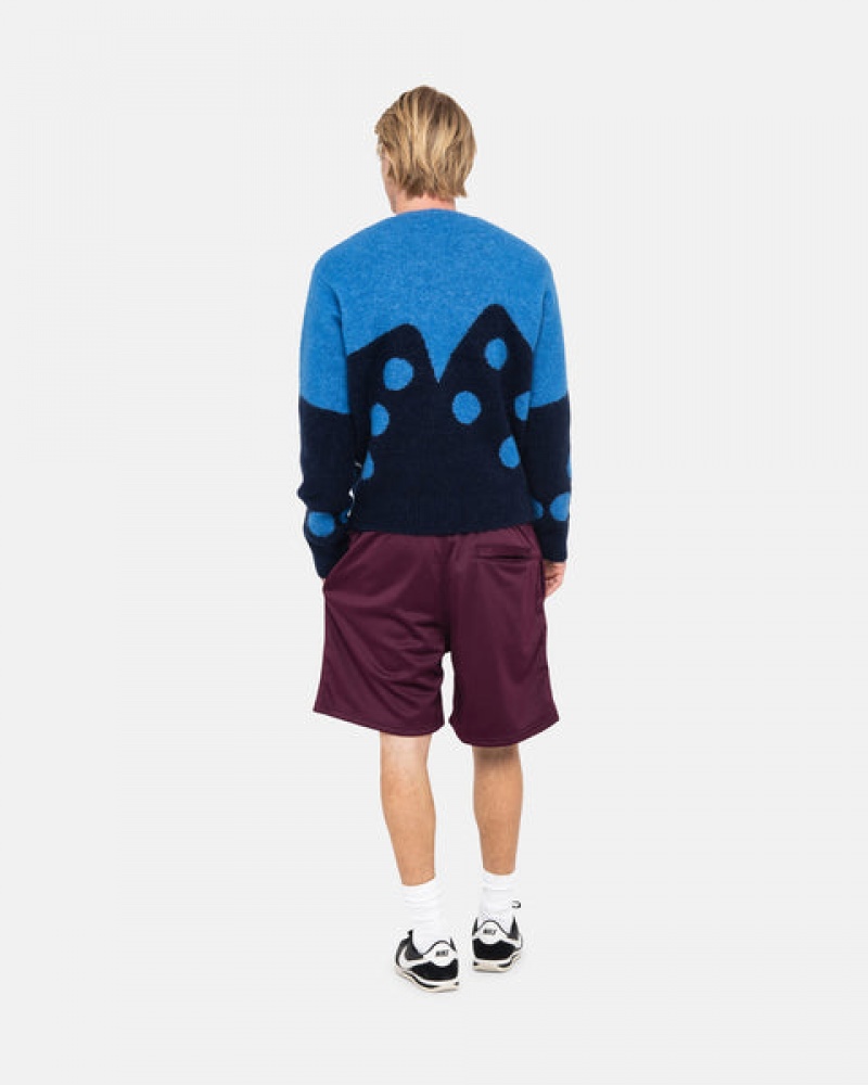 Blue Men's Stussy Dice Fuzzy Crew Sweaters | GPO-5824